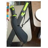 2 large knives with sheaths, one with throwing