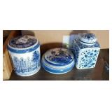 3 Delft Holland pottery with lids