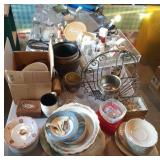 contents ON table - dishes, baskets, large