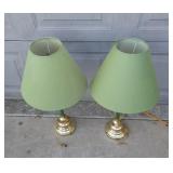 2 green lamps with shades - 31 inch tall