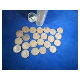 1953 roll of Lincoln Wheat Penny coins