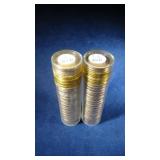 two 1962 D BU Rolls of Lincoln Penny coins