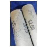 two 1964 D UNC roll of Jefferson Nickel coins -OBW