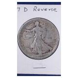 1917 D Reverse Walking Liberty Half Dollar coin