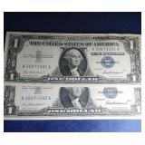 1957 consecutive pair of $1 silver certificate