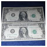 1963 CU consecutive pair of $1 FRN - Chicago