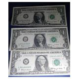 1963 A CU 3 consecutive $1 FRN - Chicago notes