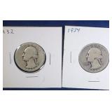 1932 & 1934 Washington Quarter coins