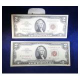 1963 consecutive pair $2 red seal notes