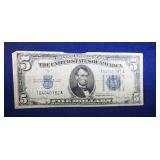 1934 D $5 silver certificate note