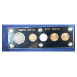 Penny type set coins - Large cent, Indian Head