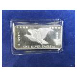 1972 Eagle 1 oz. .999 silver art bar
