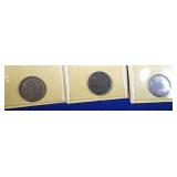 Three 1915 D Lincoln Wheat Penny coins