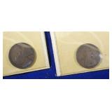 Two 1915 D Lincoln Wheat Penny coins