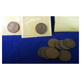 1927 P, 1928 P & 9 misc date Lincoln Wheat Penny