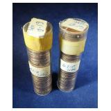 two 1961 D BU Rolls of Lincoln Penny coins