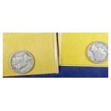 1934 & 1935 Mercury Dime coins