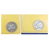 1937 D & 1938 Mercury Dime coins