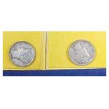 1943 D & 1943 S Mercury Dime coins