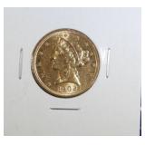 1902 S $5 gold Liberty coin