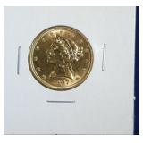 1907 $5 gold Liberty coin