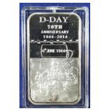 D-Day 70th Anniversary 1 oz. .999 silver art bar