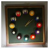 lot of Willie Mosconi pool cue & billardball clock