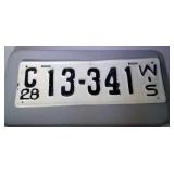 1928 WI truck license plate