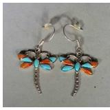 sterling silver turquoise dragonfly earrings