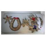 lot of antique Christmas ornaments