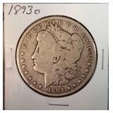 1893 O Morgan Silver Dollar