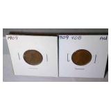 lot of 2 Lincoln pennies - 1909 and 1909 VDB
