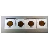 lot of 4 Lincoln pennies - 1911, 
