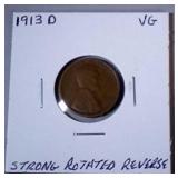 1913 D Lincoln penny - rotated reverse