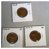 lot of 3 Lincoln pennies - 1928, 