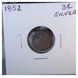 1852 3 cent silver