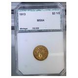 1913 PCI MS64 $2.50 gold piece