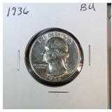 1936 Washington quarter - BU