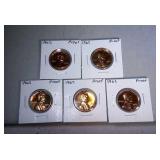 lot of 5 1962 Proof cents