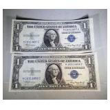 1935 A consecutive pair $1 silver certificates-CU
