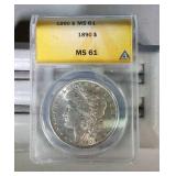 1890 ANACS MS61 Morgan Silver Dollar