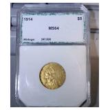 1914 PCI MS64 $5 gold piece