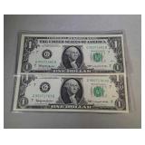 lot of 2 1964 $1 FRN - Chicago - CU