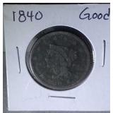 1840 large cent