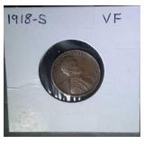 1918 S Lincoln Penny - VF