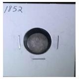 1852 3 cent silver