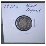 1892 O Barber Dime - holed and plugged