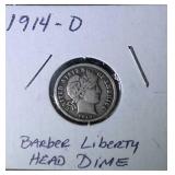 1914 D Barber Dime