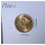 1900 S $5.00 gold piece