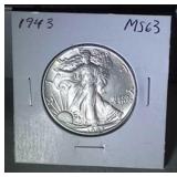 1943 Walking Liberty half - MS63